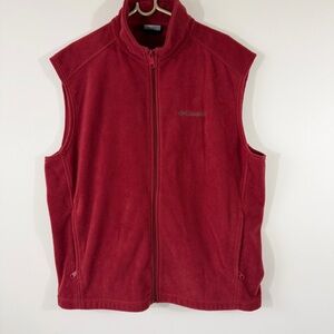 Men’s Columbia Fleece Full Zipper Vest Maroon Size XL